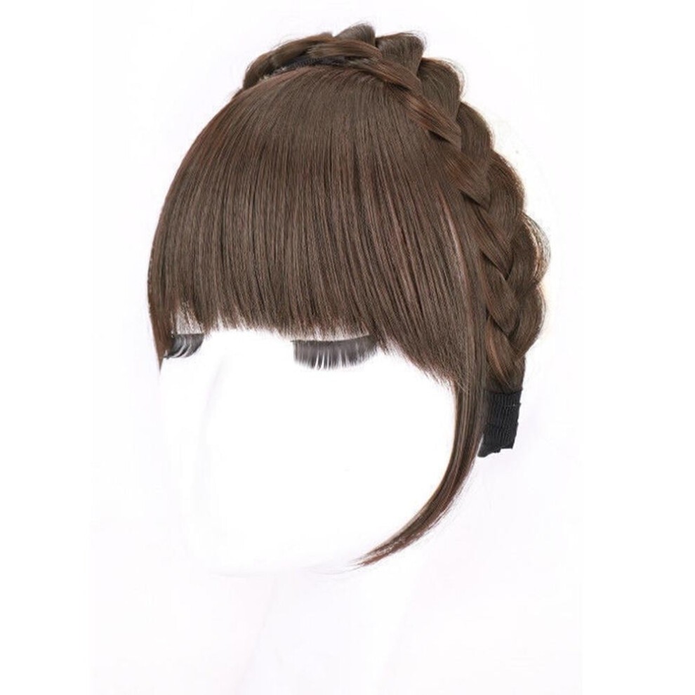 Unisex Natural Bangs Wig Headband Women Girls Fishbone Braid Forehead Hair Wigs New T7 U8q5
