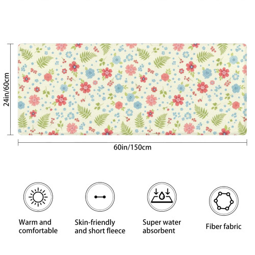 Χαλί μπάνιου Pioneer Flower Floral, αντιολισθητικό χαλάκι μικροϊνών με επένδυση από 2