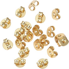 20 Stück Messingplattierte 18K Gold Ohrringverschlüsse mit Schmetterlingsmutter, 5 mm, für Ohrstecker