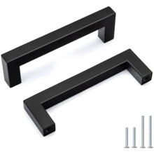 20er-Pack schwarze, quadratische Stangengriffe für Schränke, 96 mm Lochabstand, Edelstahl, Schubladengriffe, moderne Küchenschrank- und
