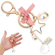 FRCOLOR Grand pendentif breloques pour sacs à main avec nœuds et mini pinces Miss Girl