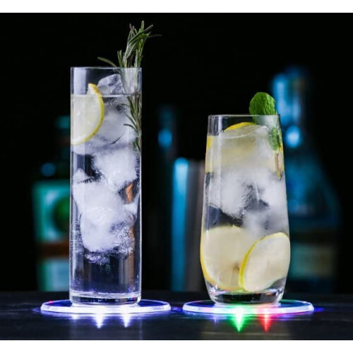 Ακρυλικά σουβέρ ποτών LED 10cm Λευκά/Χρωματιστά 2