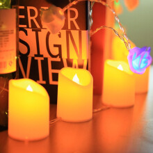 Guirlande lumineuse LED jaune chaud romantique, bougies sans flamme USB, 10 LED, 1,5 m