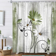 Polyester Shower Curtain with Floral Design 70x70 in