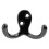 Double Prong Wall Mounted Coat Hook – Black, Metal, Pack 2
