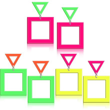 Neon acryl oorbellen in retrostijl (3 paar)