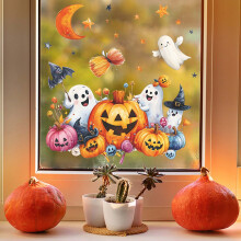 Halloween ablakra ragasztható tök dekoráció kivehető többszínű