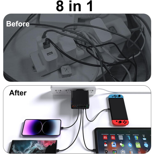 Αδιάβροχος γρήγορος φορτιστής USB 8 σε 1 – 4x USB + 4x Type-C 2
