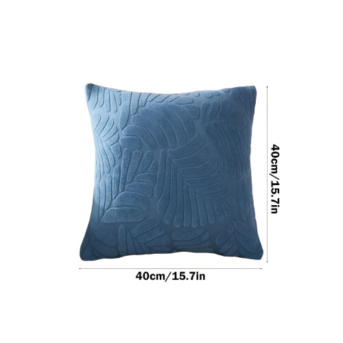 Blue Leaf Corduroy Throw Pillow 18" x 18" Soft Plush Rustic 1