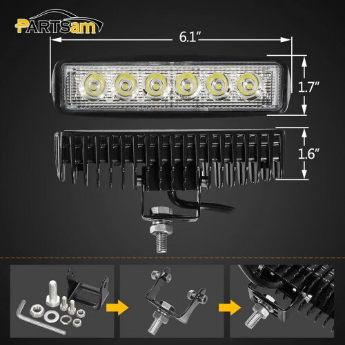 Μπάρα φωτισμού LED 6" 36W 6500K Λευκή, IP67 Αδιάβροχη, Συμβατή με SUV/ATV/Φορτηγό/Καρότσια 1