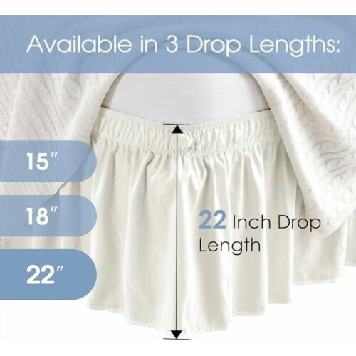 Kingsize-Bettrock Elfenbein 56 cm Fall Elastischer Umschlag 2
