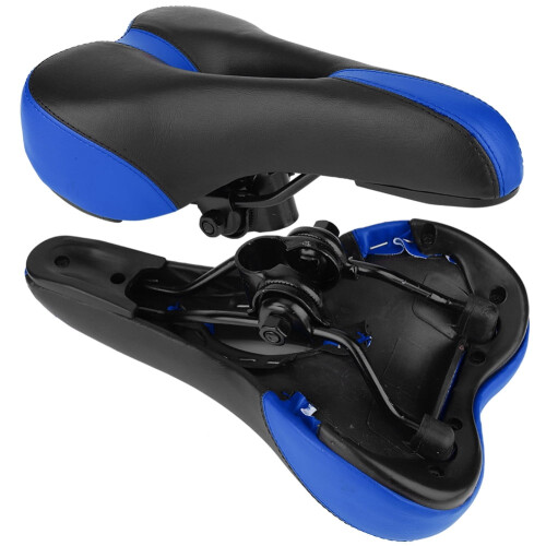 Σέλα ποδηλάτου βουνού PVC Comfort Racing για ποδηλασία, μαλακή σέλα (μαύρη και μπλε) 2