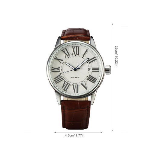 1 Set Orologio da uomo con movimento meccanico automatico e datario in e marrone 1