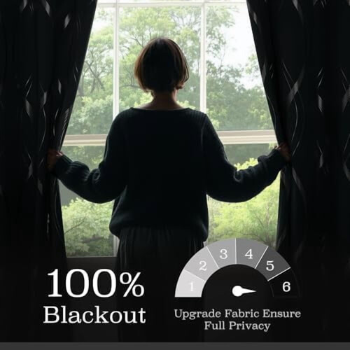 Blackout Curtains 52x84 in, Silver Wave Design, Microfiber 2