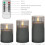 Set di 3 candele a colonna in cera con LED rossi, telecomando e timer. 5