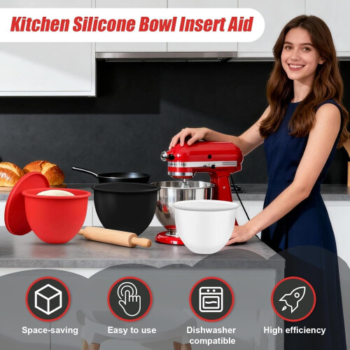 Σιλικονούχα προστατευτικά μπολ για μίξερ KitchenAid 5Qt – Σετ 3 τεμαχίων με καπάκια, 1