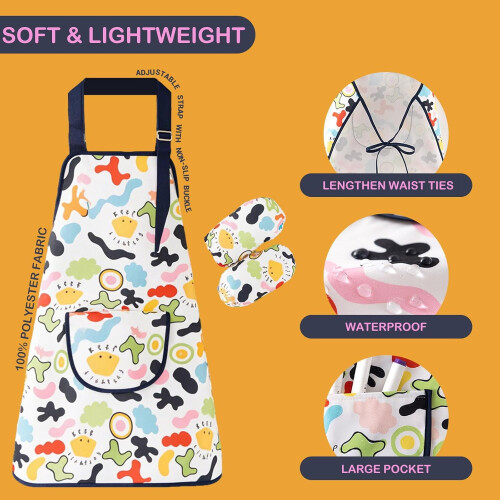 Παιδική ποδιά Apron2Pack με τσέπες, ρυθμιζόμενες παιδικές ποδιές για κορίτσια, αγόρια, 2