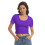 Blusas cropped femininas de manga curta com decote redondo e modelagem justa. 2