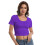 Blusas cropped femininas de manga curta com decote redondo e modelagem justa. 3