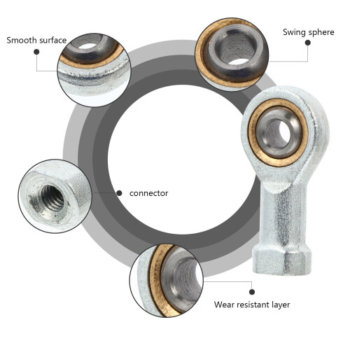 4 Pcs Female Thread Connector Self Lubricating Bearing Right 2