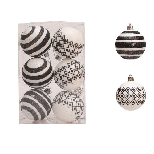 Black Christmas Ball Ornaments Set 6pcs 6cm 1