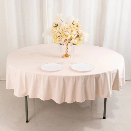 Blush Scuba Polyester Round Tablecloth 108 in 1