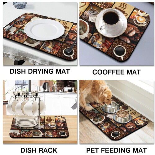 Fun Coffee Mat 19"x12", Απορροφητικό & Αντιολισθητικό Χαλί Μπαρ για Πάγκους, Χωράει Κάτω από 1