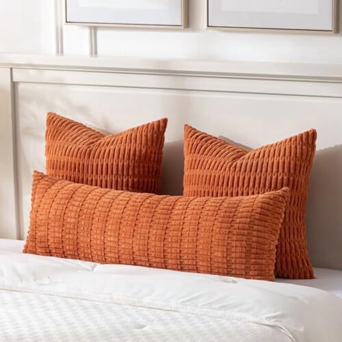 Μαξιλαροθήκη οσφυϊκής χώρας Burnt Orange 14x36”, Φθινοπωρινή διακόσμηση Farmhouse Boho, απαλό 1
