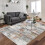 Round Vintage Blue Medallion Area Rug 4ft 2