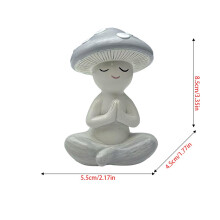 Escultura de Cogumelo de Yoga em Resina – Decoração de Mesa para Meditação, Arte Divertida para Escritório em Casa, Presente Encantador para