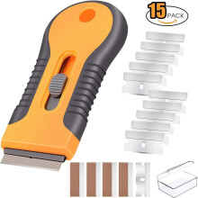 Barberblad i rustfrit stål med 15 ekstra blade, orange
