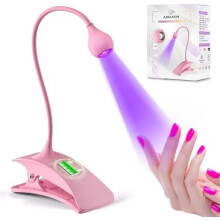 Lámpara de uñas UV recargable con cuello de cisne, control táctil y pinza – Secador de gel LED con 3 temporizadores para uso doméstico/salón