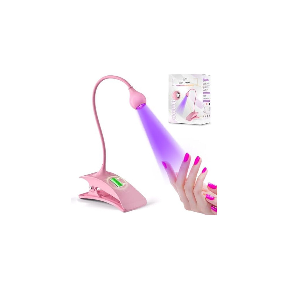 UV Nail Lamp Rechargeable with Gooseneck 3 Timer Modes Pink