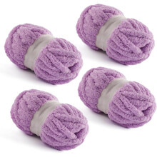 Paquete de 4 ovillos de hilo de chenilla grueso para tejer a mano y a crochet: jumbo esponjoso, súper grueso, 28,4 yardas/7,7 onzas por ovillo.