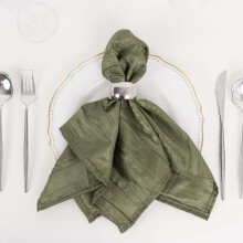 5 Pieces 20" x 20" Dusty Sage Green Crinkle Accordion Taffeta Table Napkins