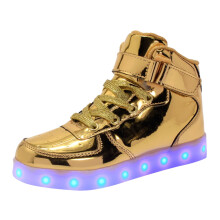 Boy Girl Lovely Sneakers Solid Color Flat Thick Bottom Lightweight Luminous Flashing Trainers Shoes With Led Lights Skin Friendly Fabric For Kid