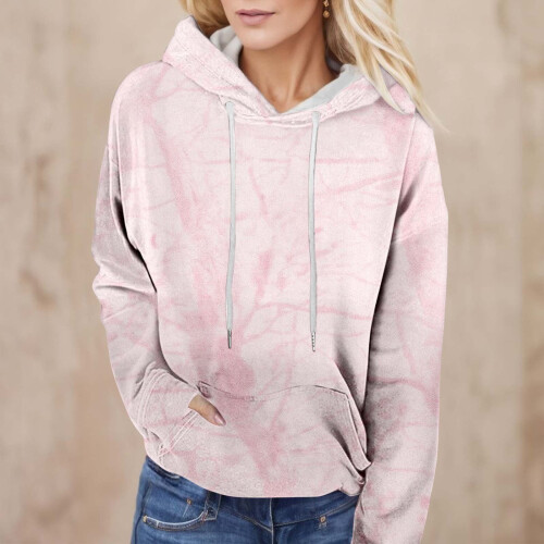 Γυναικείο Φούτερ με Κουκούλα Camo, Στάμπα Maple Leaf, Oversized, Casual, Μακρυμάνικο, Μπλούζα με