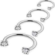 DESIGNICE Hufeisen-Nasenring, Doppelstecker aus Chirurgenstahl, 16 g, Zirkonia, Daith-/Lippenpiercing für Damen – Innendurchmesser 6/8/10/12 mm