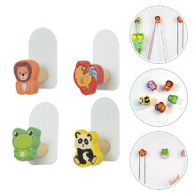 WHAMVOX Lot de 4 crochets muraux amovibles à motifs de dessins animés pour chambre d'enfant, 6,4 x 3,5 x 3,5 cm