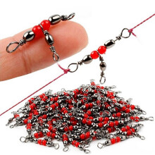 Émerillons triples en laiton avec perles rouges, 20-100 lb, pour la pêche en eau douce et en eau salée, lot de 10.