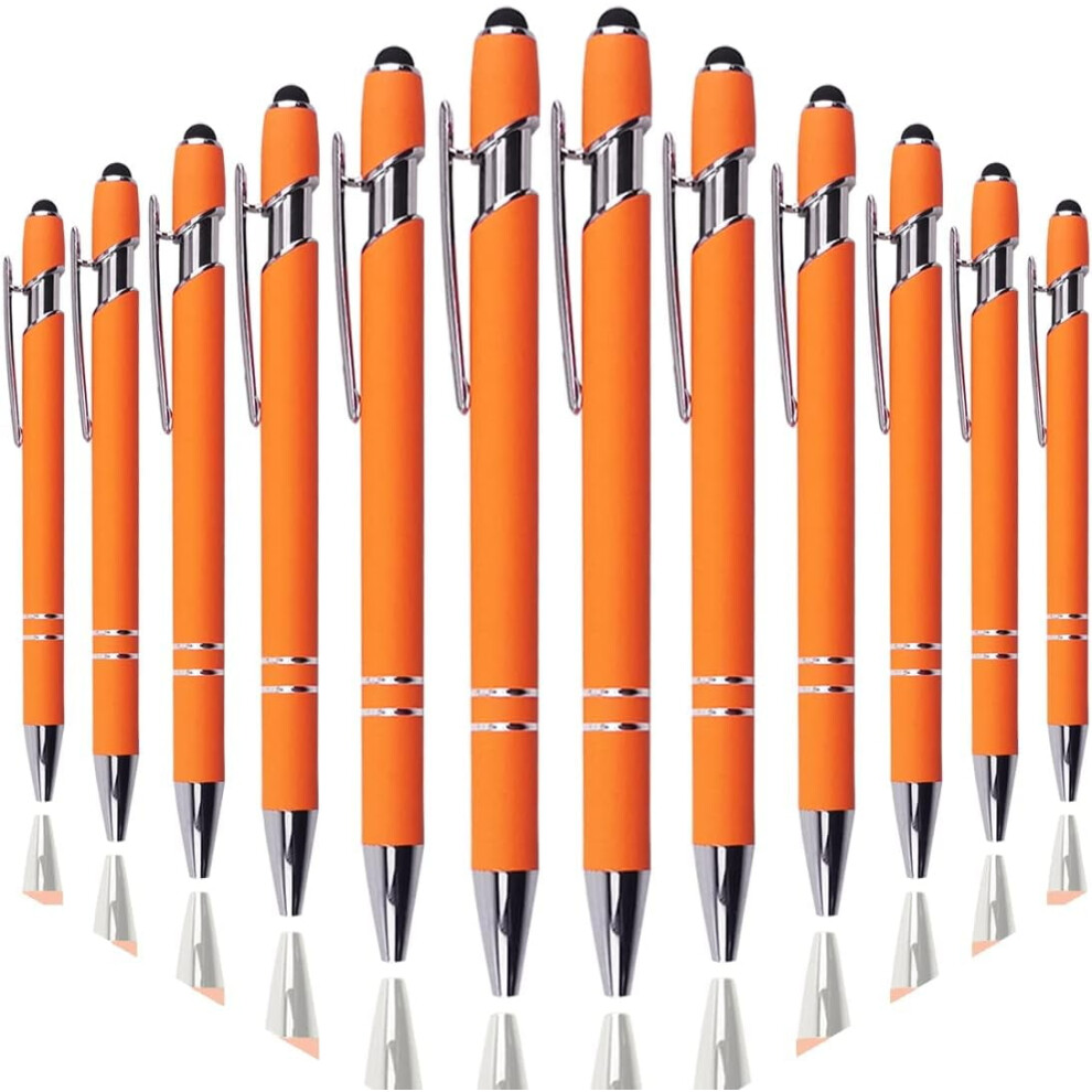 12 Count Ballpoint Pen With Stylus Tip, Soft Touch Click Metal Pen, 1.0Mm Medium Point, Ink Black 9162407100736
