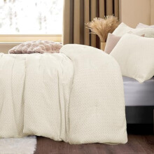 Fluffy Twin Comforter Set Beige Leaves Faux Fur 1 Pillowcase