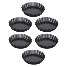 Set de 6 vase de copt din oțel carbon antiaderent pentru plăcinte, prăjituri, tarte și deserturi, tăvi de copt