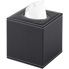 Étui de boîte à mouchoirs en cuir PU, porte-serviettes carré avec fond magnétique – Compatible avec les mouchoirs standard, pour la maison/le