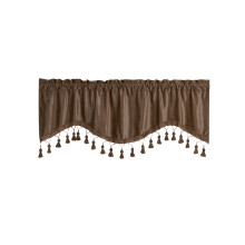 Elegante Fenstergardine mit Fransen – Polyester-Gardinen mit Stangendurchzug – Stilvolle kurze Vorhänge für Küche, Bad und Wohnzimmer, 130 x