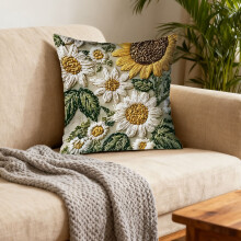 Taie d'oreiller Ă motif tournesol en polyester 45 x 45 cm