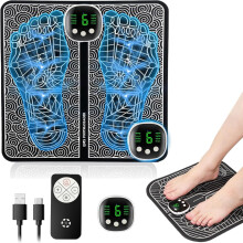Voetmassageapparaat met 8 standen, 19 niveaus, automatische uitschakeling, afstandsbediening en USB-oplaadfunctie.