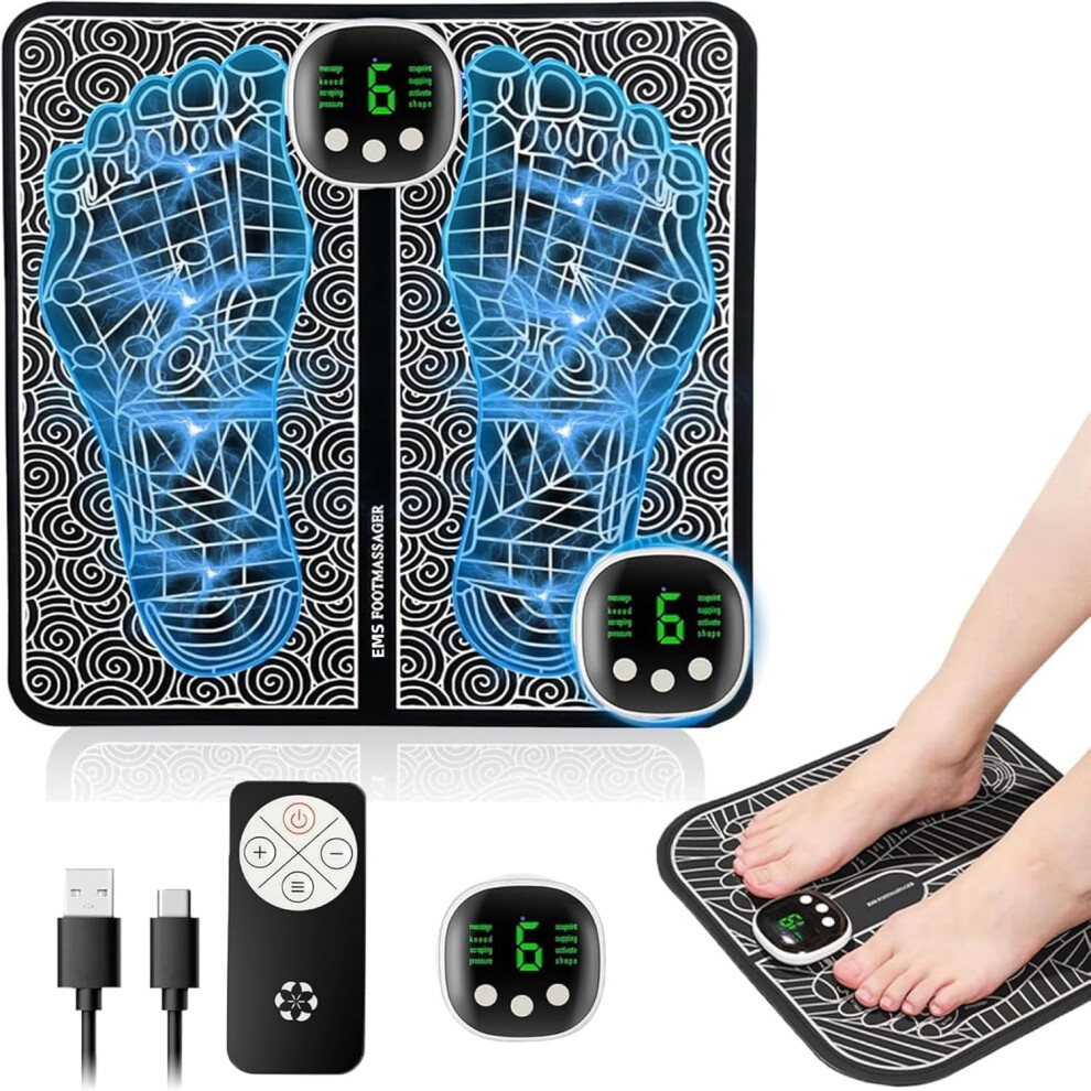 Foot Plate Massager with 8 Modes, 19 Levels, Auto Power-Off, Remote & USB Rechargeable