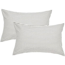 Set de fețe de pernă cu dungi din bumbac 100% natural, pachet de 2, dimensiune King (2040"), alb și gri, închidere tip plic, pernele nu sunt