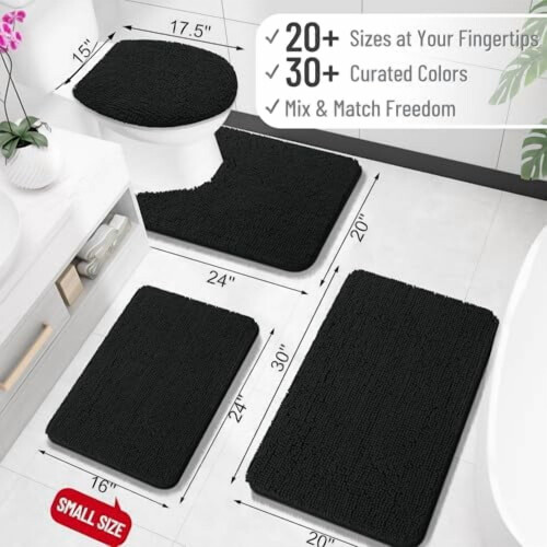 Chenille Bath Rug 20x20 Inch Non-Slip Absorbent 1